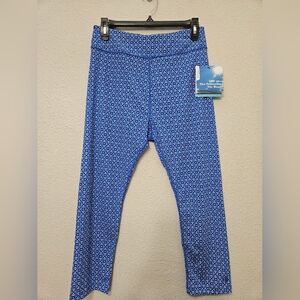 Coolibar NWT Medium Water Blue Geometric print Swim Capris Cropped Pants Upf 50